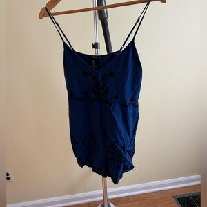 Women's Navy Blue Embroidered romper